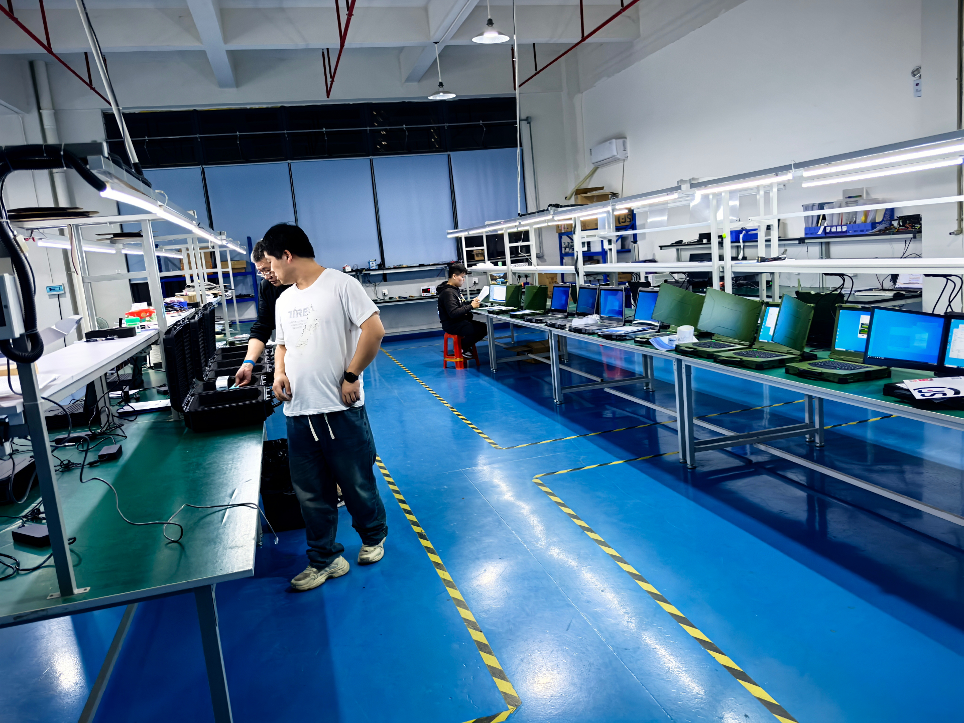 Tactical rugged notebooks on the assembly floor