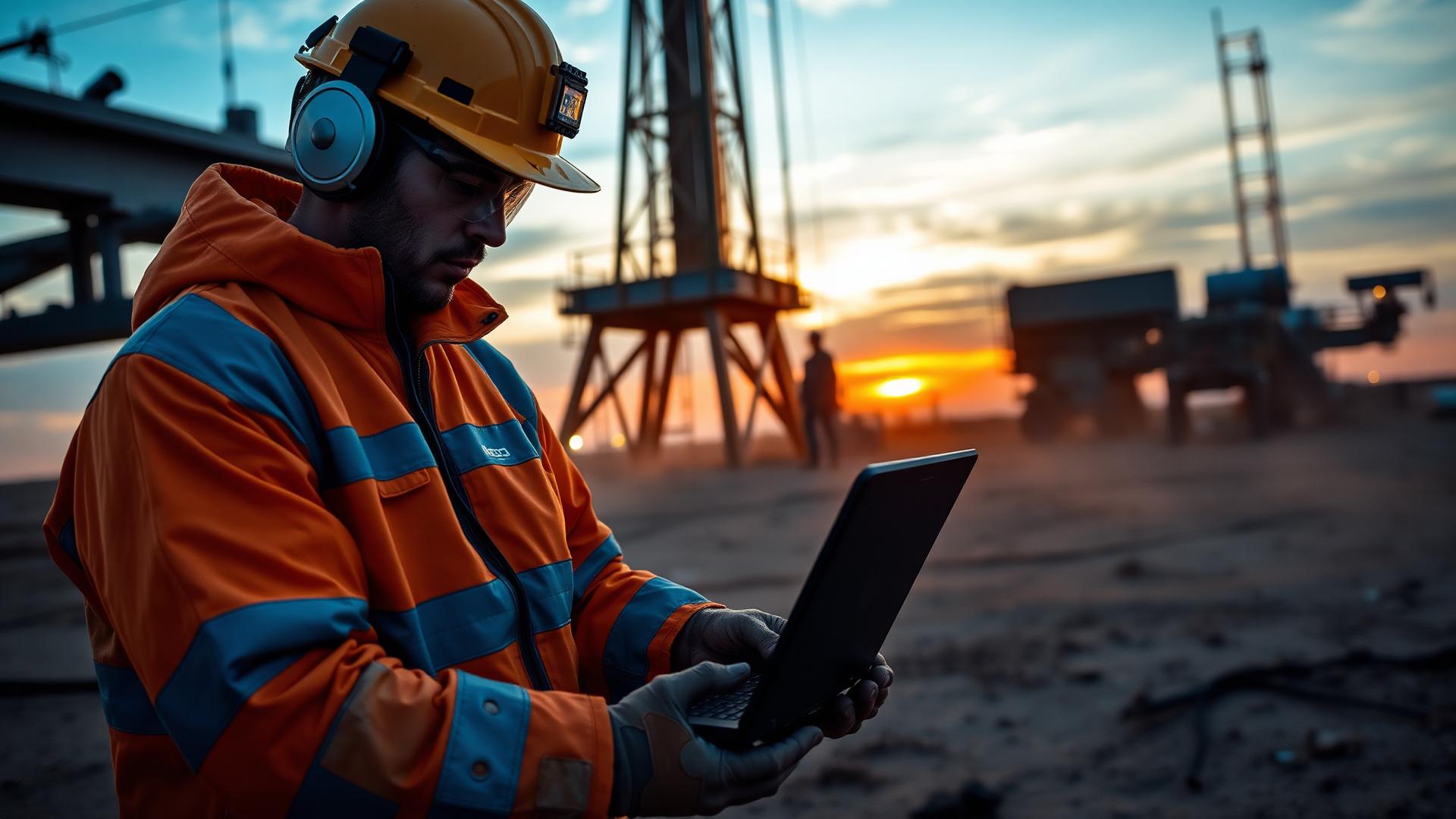 Field engineer using rugged device